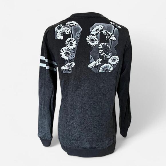 Diesel Black & White Floral Monochromatic Striped Sleeve 78 Back Sweater XXS - Picture 5 of 8